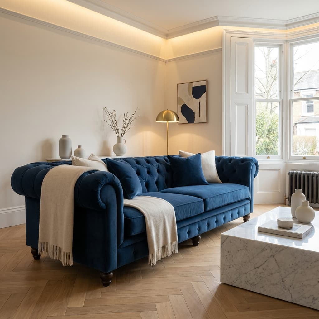 Albion Anchor Kensington Sofa in British green fabric